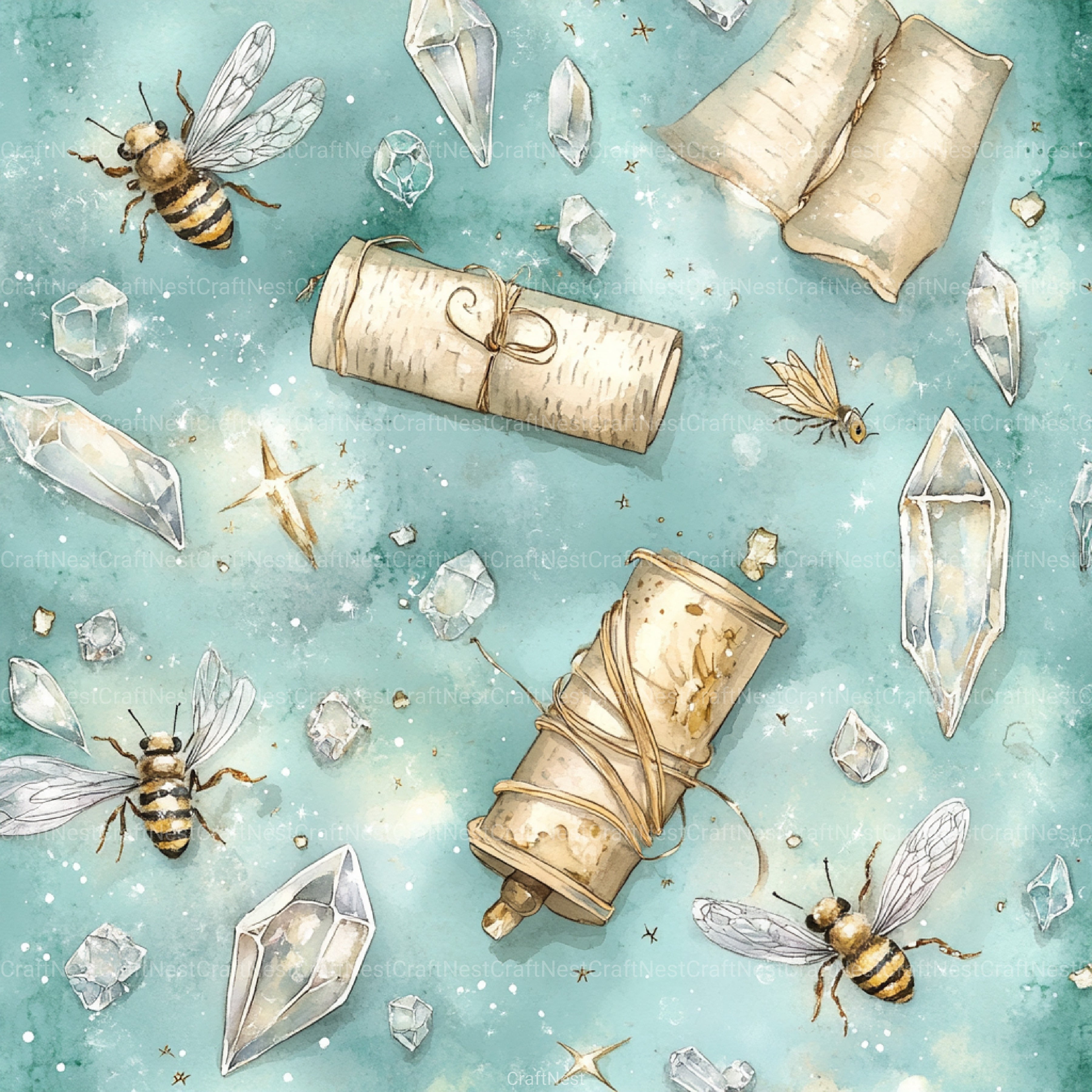 Princess Bee Digital Paper - CraftNest - Digital Crafting and Art