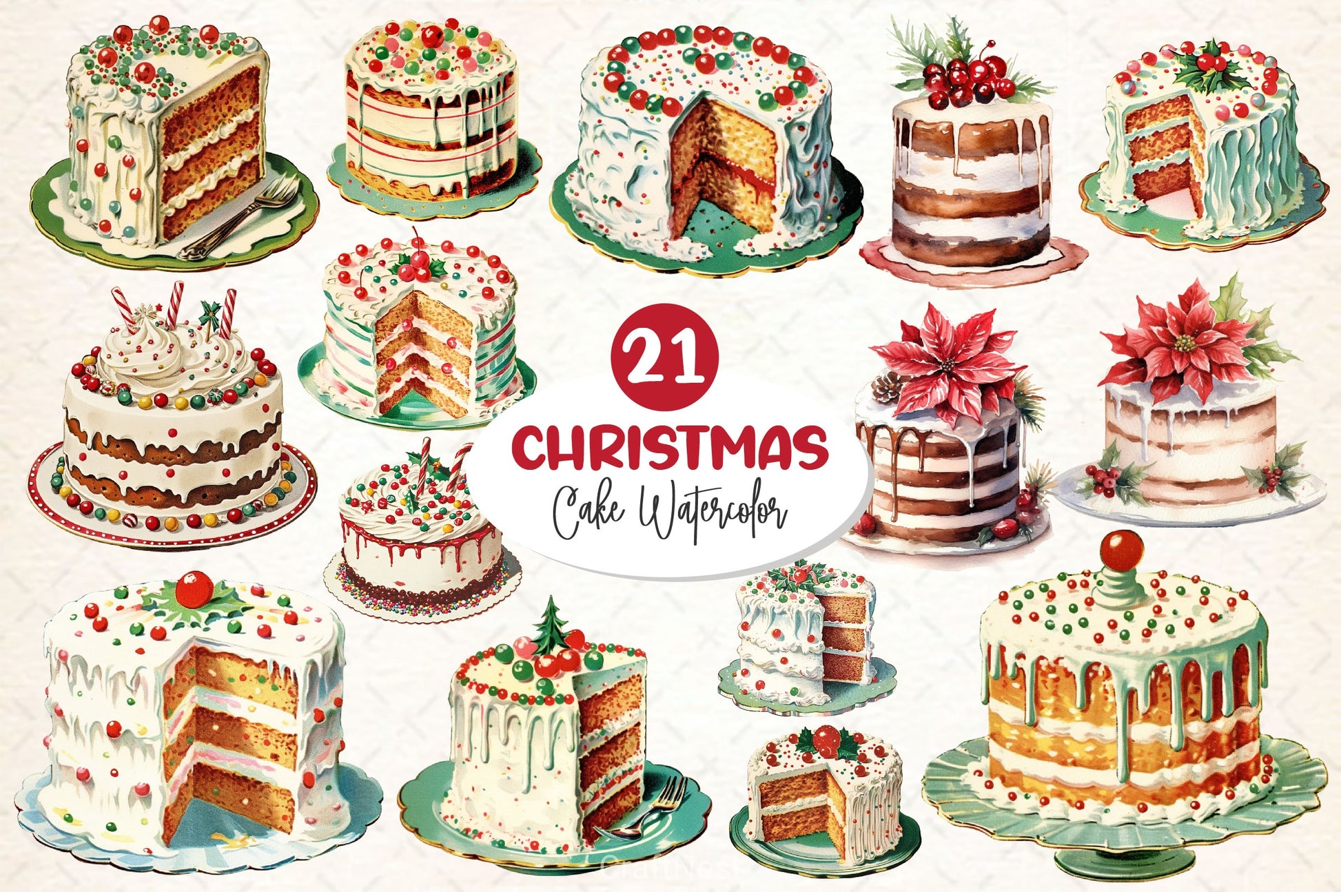 Christmas Cake Clipart Bundle 9 - CraftNest - Digital Crafting and Art