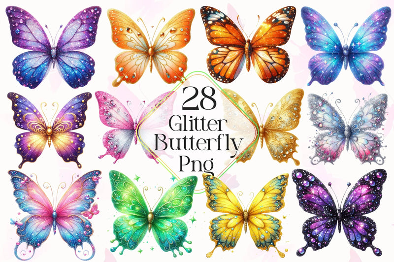Glitter Butterfly Clipart Bundle 4 - CraftNest - Digital Crafting and Art