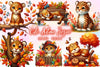 Cute Autumn Jaguar Clipart Bundle 2