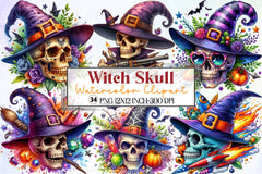 Witch Skull Clipart Bundle - CraftNest - Digital Crafting and Art