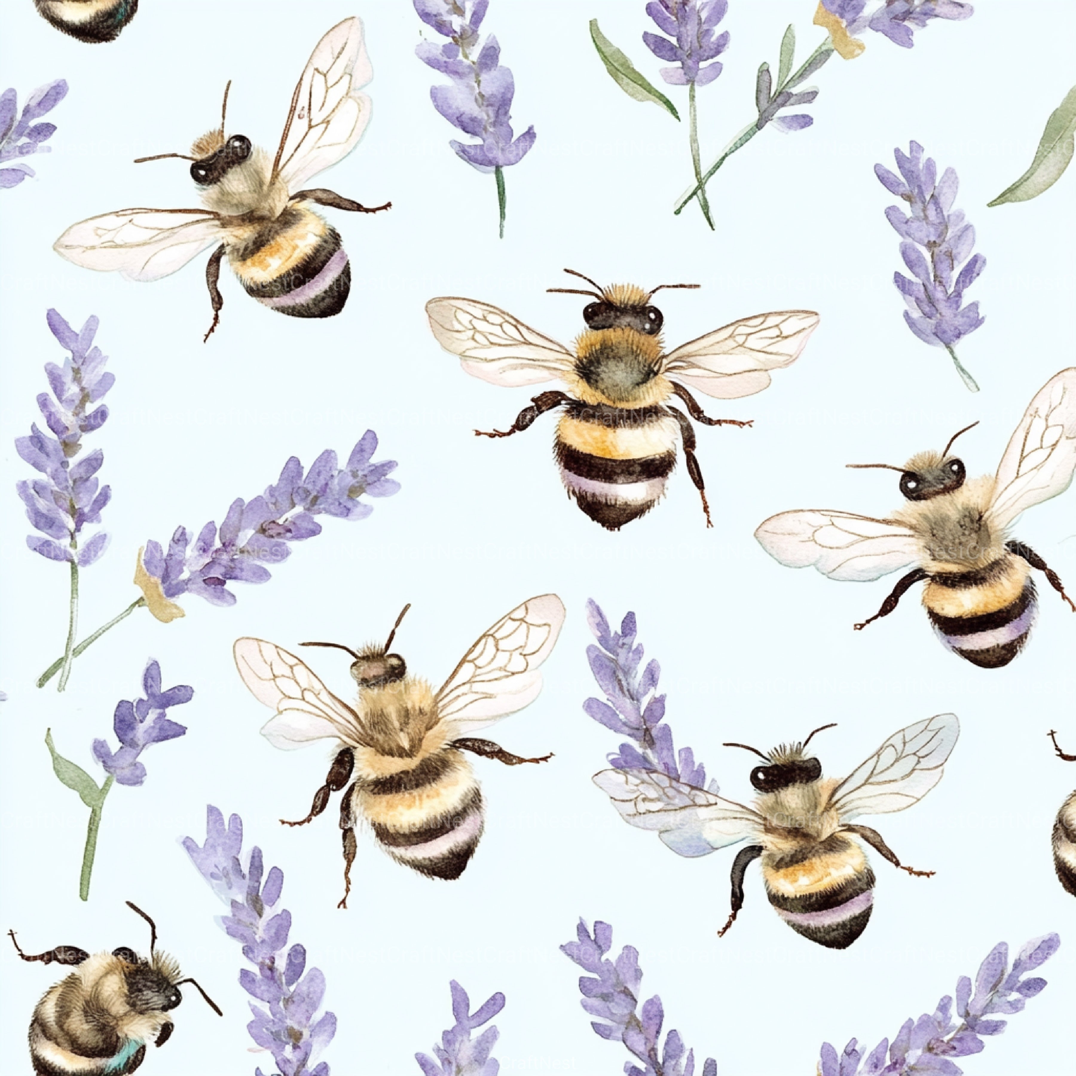 Lovely Bee Digital Paper - CraftNest - Digital Crafting and Art