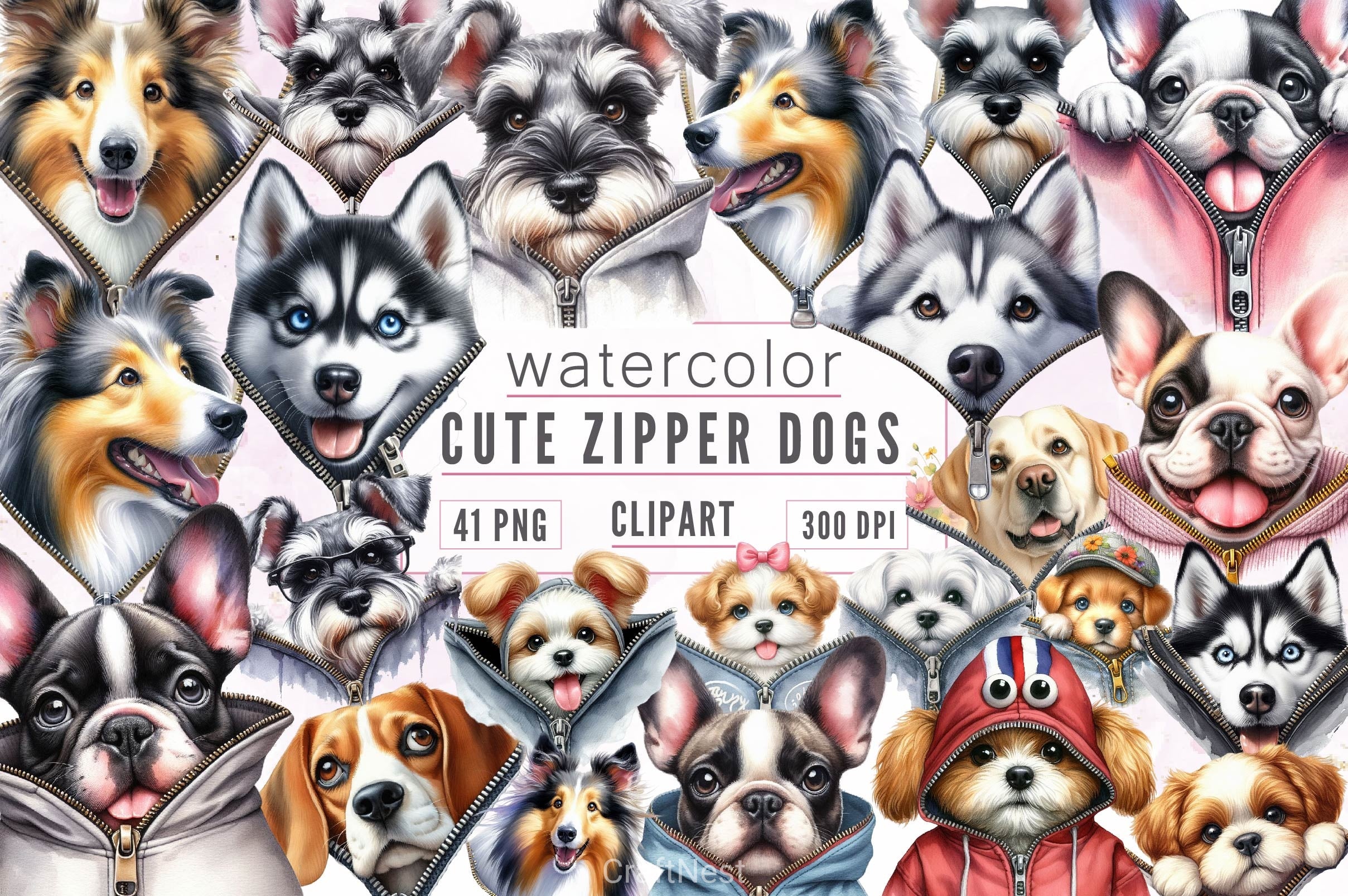 Cute Zipper Dogs Clipart Bundle - CraftNest - Digital Crafting and Art