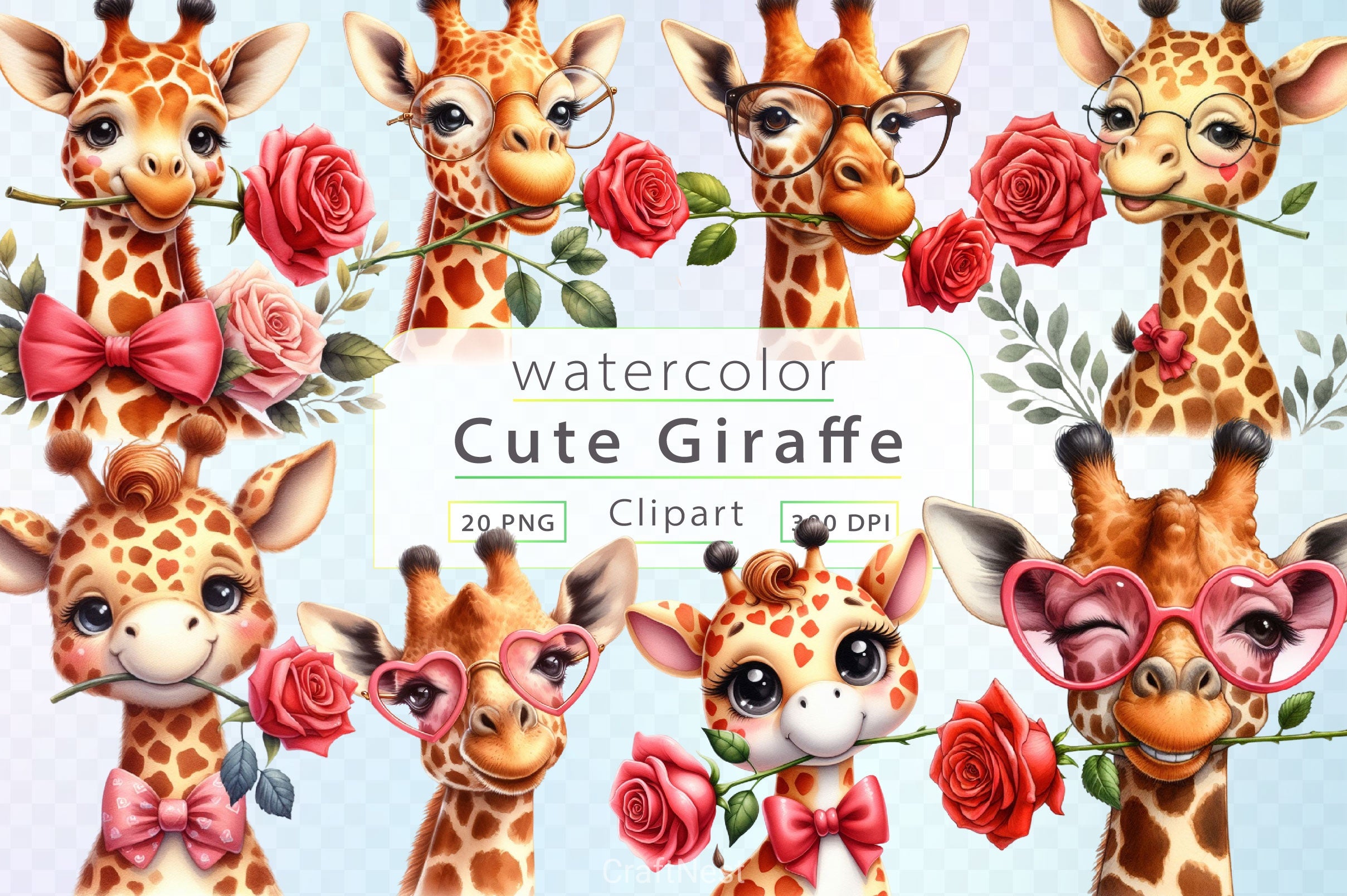 Giraffe Clipart Bundle 3 - CraftNest - Digital Crafting and Art