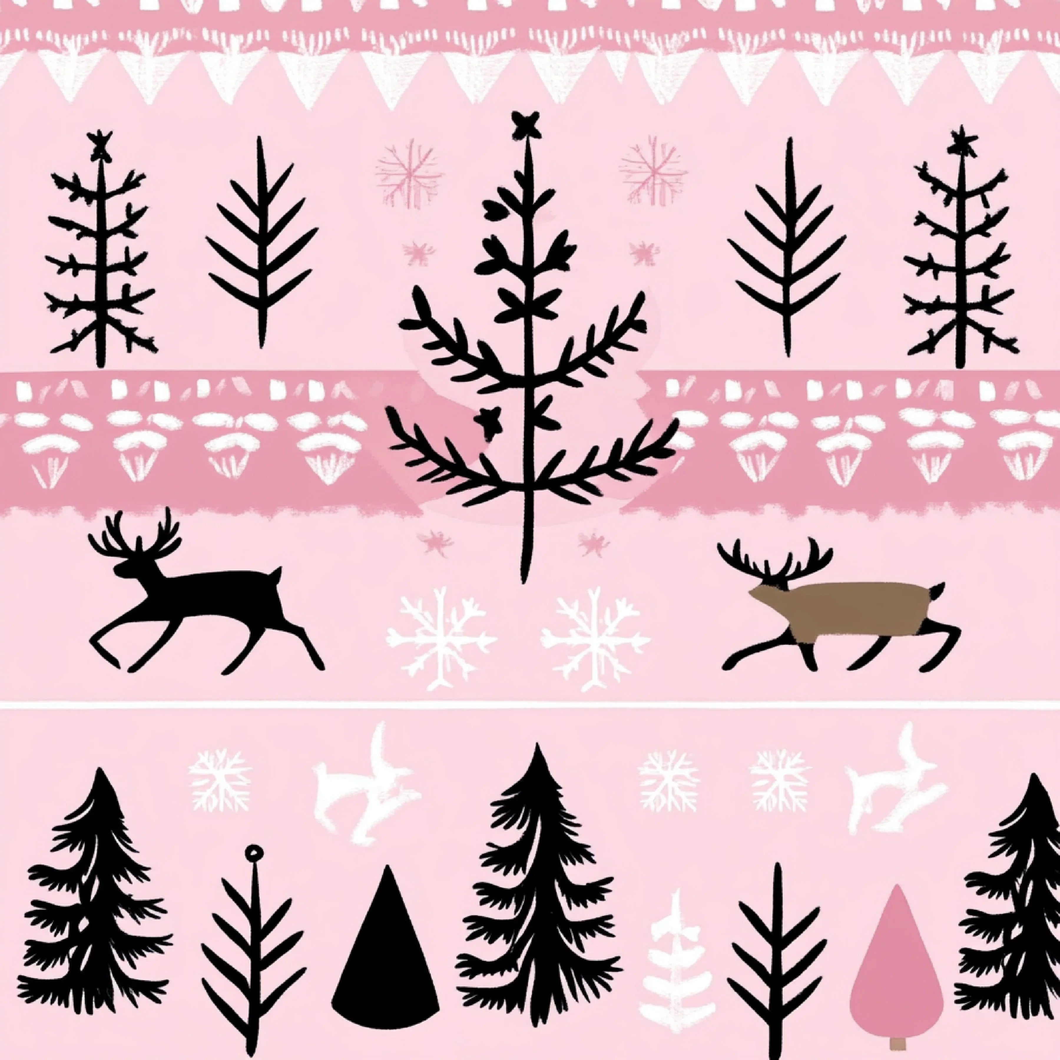 Pink Scandinavian Christmas Patterns Clipart Bundle - CraftNest - Digital Crafting and Art