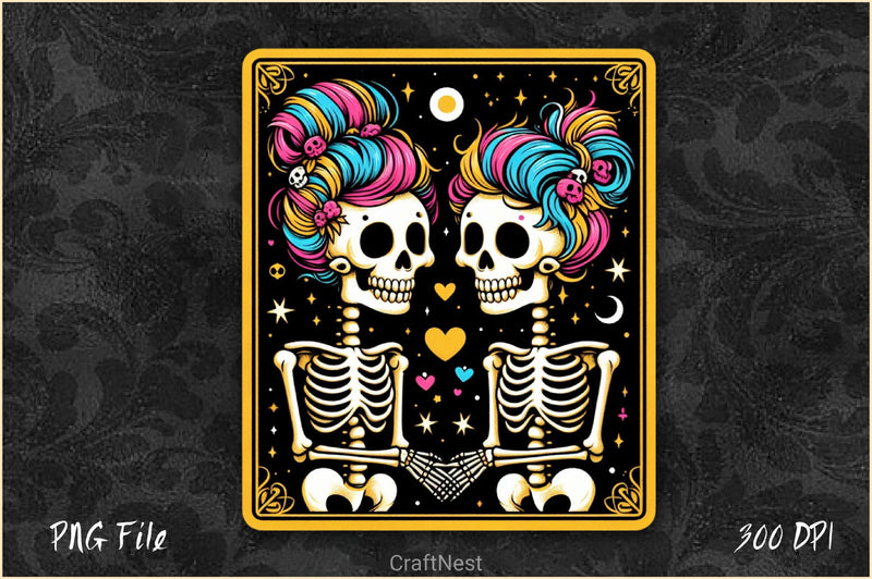 The Lovers Tarot Card Skeletons Clipart Bundle - CraftNest - Digital Crafting and Art