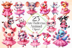 Animal Cute Ballerina Clipart Bundle - CraftNest - Digital Crafting and Art