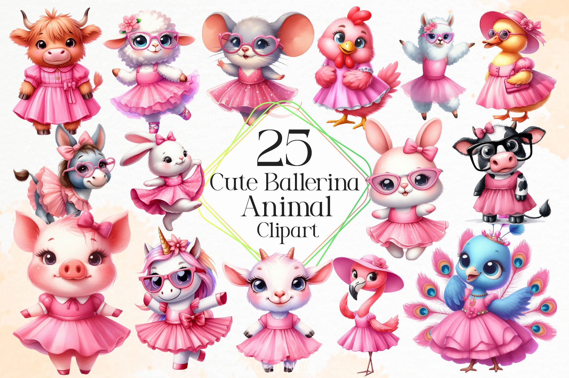 Animal Cute Ballerina Clipart Bundle - CraftNest - Digital Crafting and Art