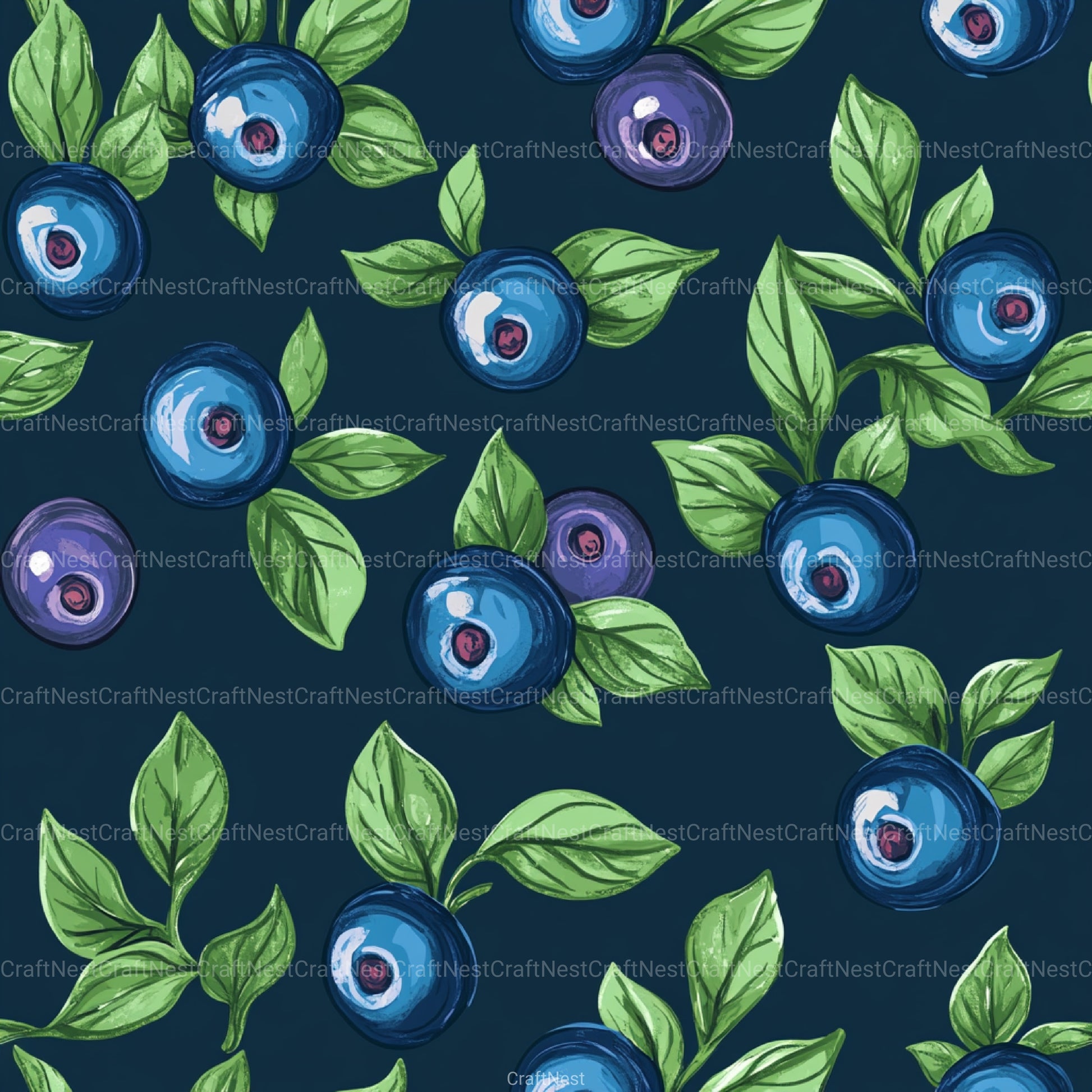 Blueberry Seamless Pattern Papers Digital - CraftNest - Digital Crafting and Art