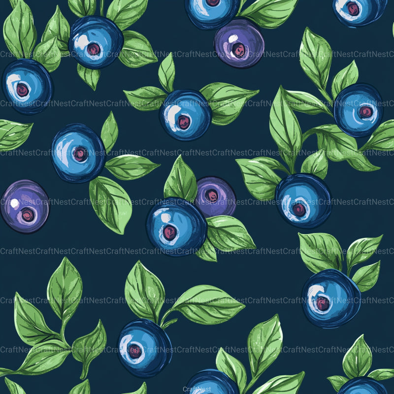 Blueberry Seamless Pattern Papers Digital - CraftNest - Digital Crafting and Art
