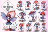 Fairy With Mushroom Red Blue Autumn Fall Fairy Clipart Bundle