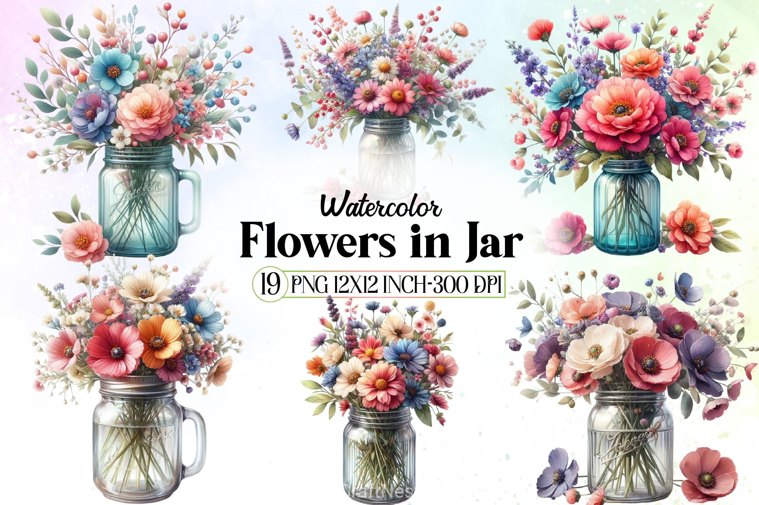 Flowers in Jar Clipart Bundle - CraftNest - Digital Crafting and Art