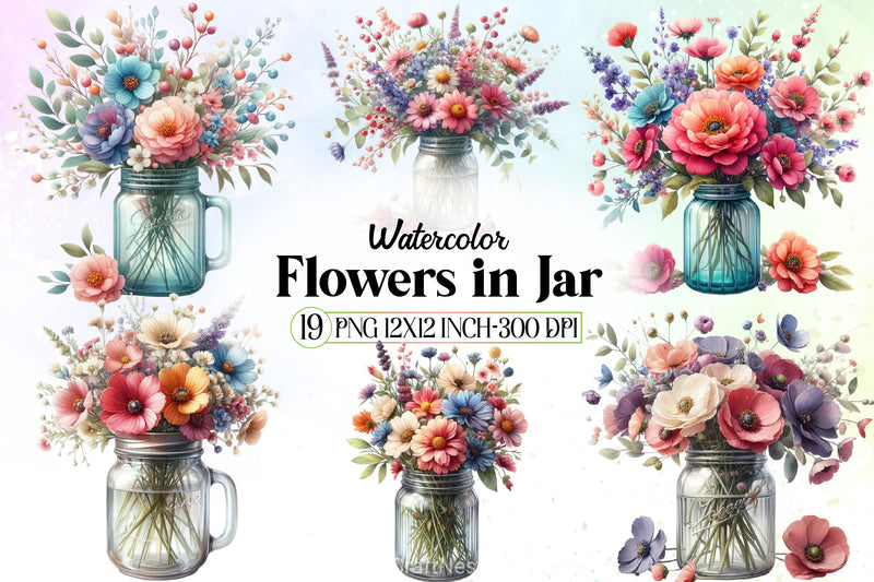 Flowers in Jar Clipart Bundle - CraftNest - Digital Crafting and Art