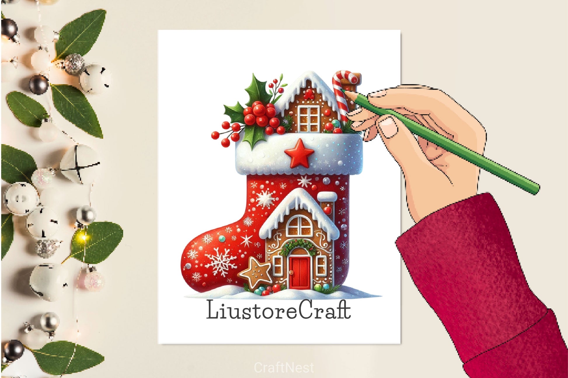 Christmas Stocking With House Clipart Bundle - CraftNest - Digital Crafting and Art