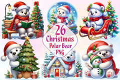 Christmas Polar Bear Clipart Bundle 7 - CraftNest - Digital Crafting and Art