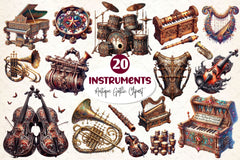 Antique Gothic Instruments Clipart Bundle - CraftNest - Digital Crafting and Art