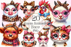 Farm Animals Face Clipart Bundle 2 - CraftNest - Digital Crafting and Art
