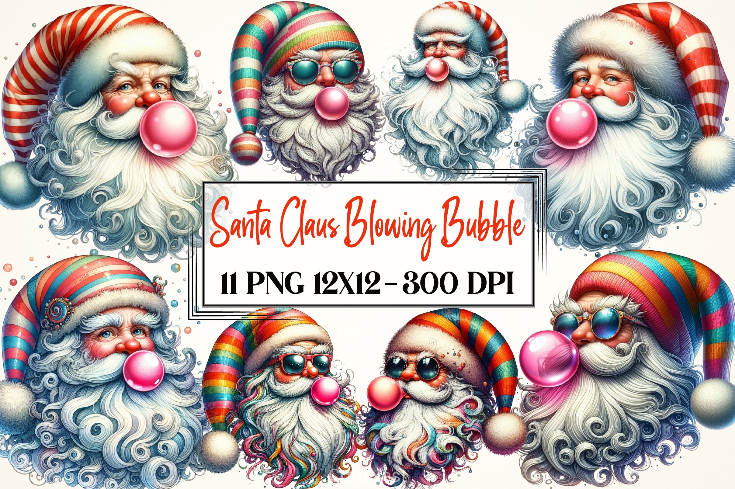 Santa Claus Bubble Clipart Bundle - CraftNest - Digital Crafting and Art