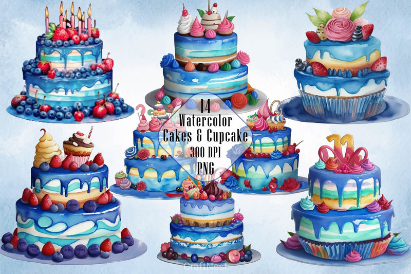 Cakes And Cupcake Clipart Bundle - CraftNest - Digital Crafting and Art