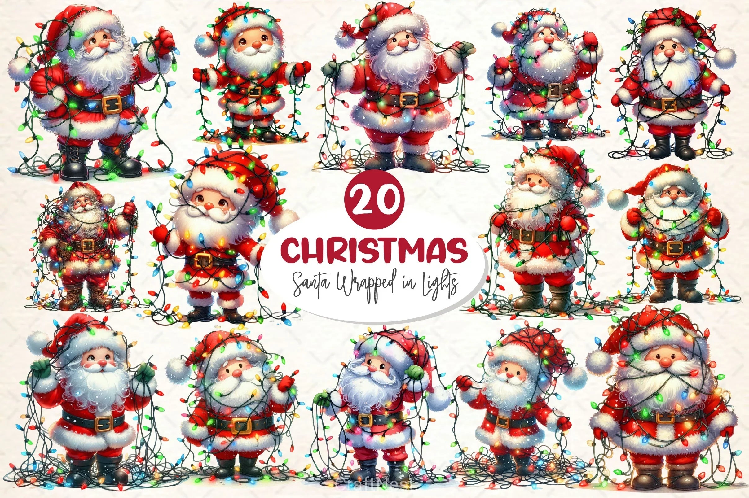 Cute Santa Christmas Clipart Bundle - CraftNest - Digital Crafting and Art