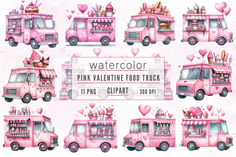Pink Valentine Food Truck Clipart Bundle - CraftNest - Digital Crafting and Art