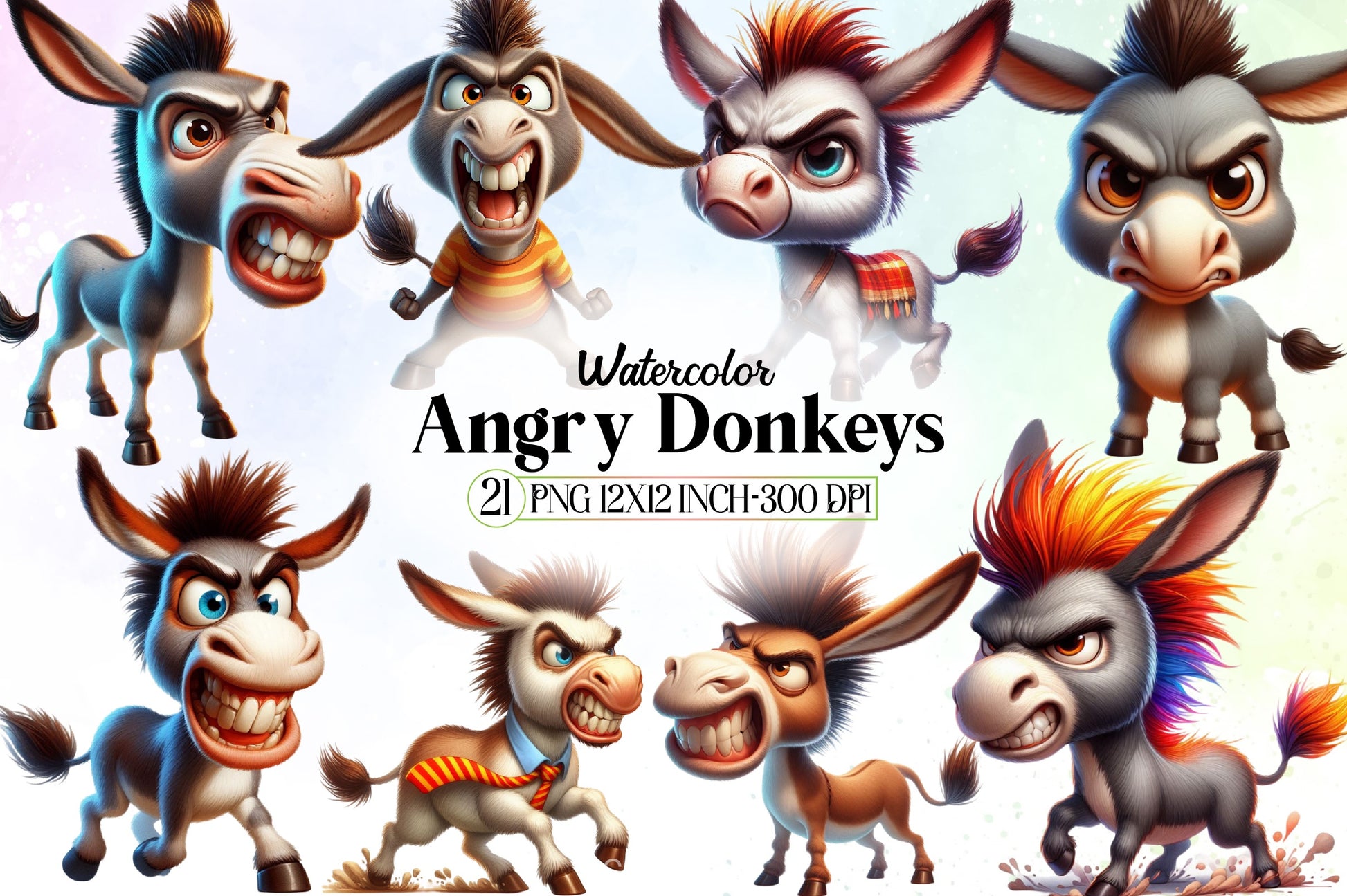 Angry Donkeys Clipart Bundle - CraftNest - Digital Crafting and Art