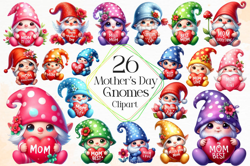 Mother's Day Gnomes Clipart Bundle 2 - CraftNest - Digital Crafting and Art