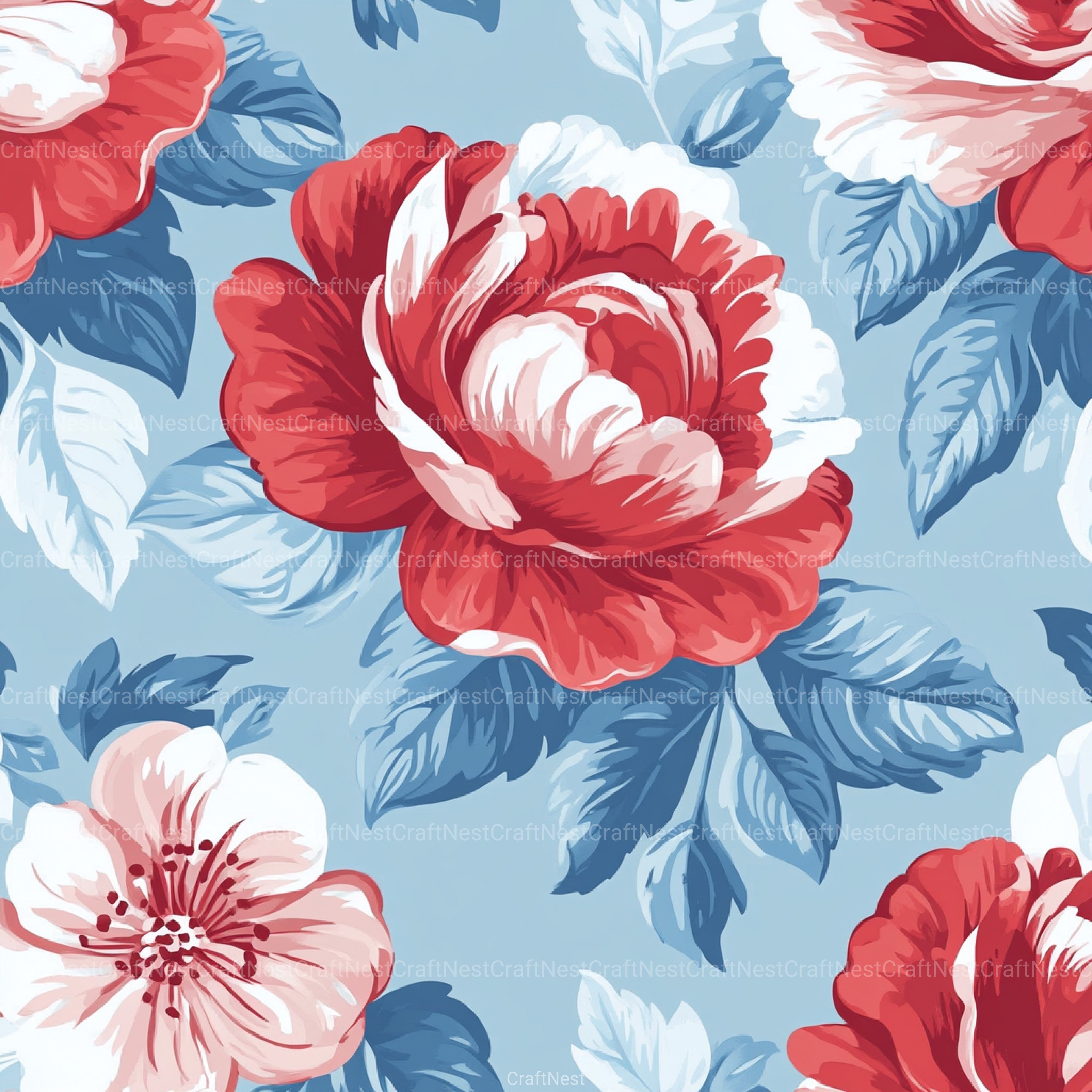 Shabby Chic Flowers Seamless Patterns Digital Paper - CraftNest - Digital Crafting and Art