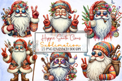 Hippie Santa Clipart Bundle - CraftNest - Digital Crafting and Art
