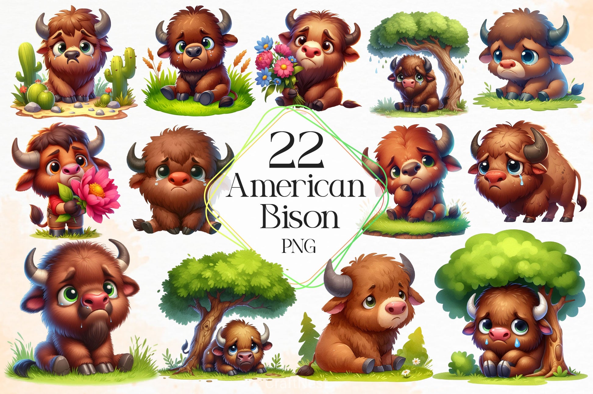 American Bison Clipart Bundle - CraftNest - Digital Crafting and Art