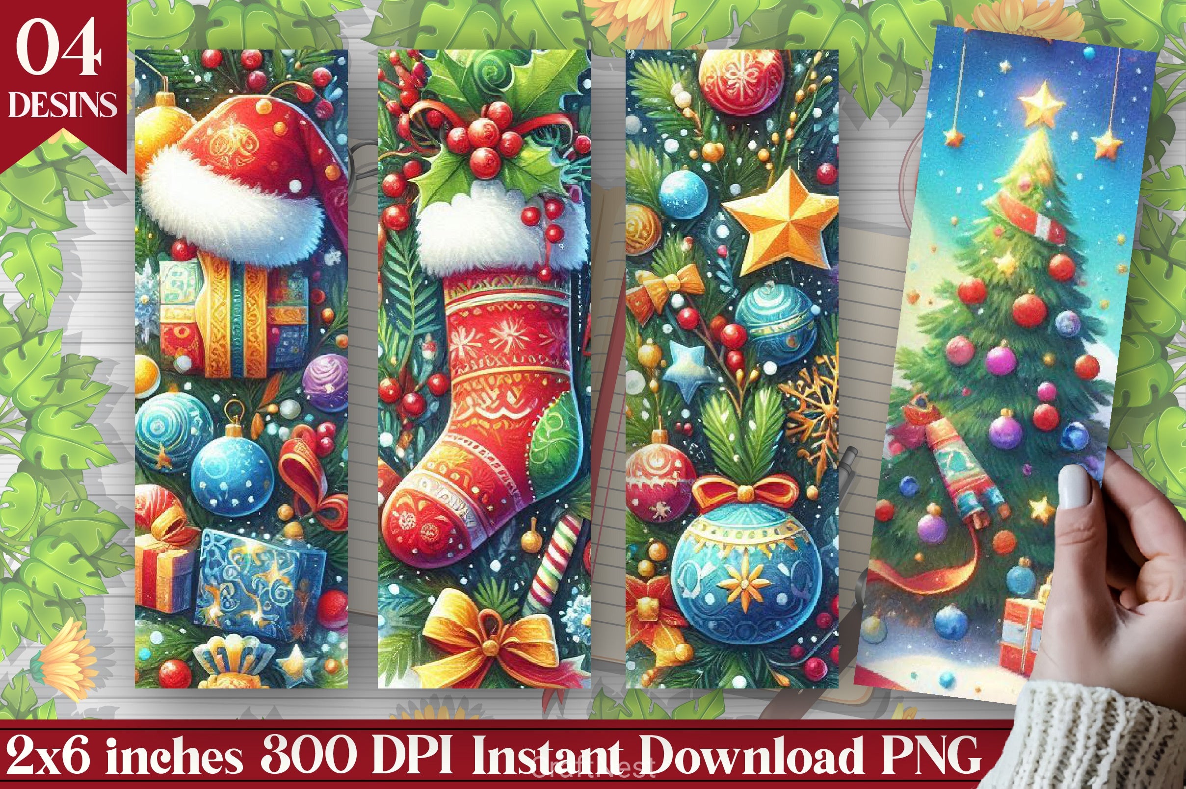 Retro Christmas Bookmark Journal - CraftNest - Digital Crafting and Art