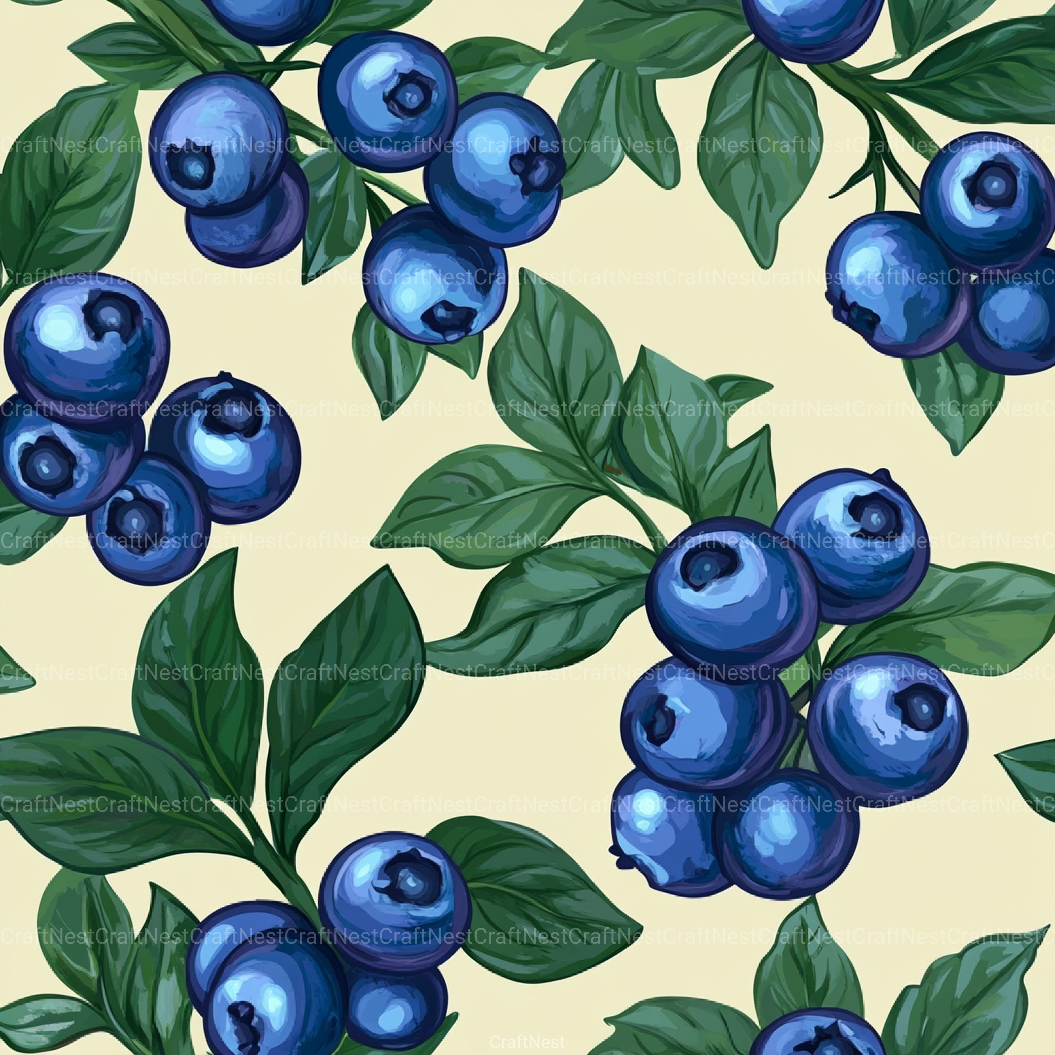 Blueberry Seamless Pattern Papers Digital - CraftNest - Digital Crafting and Art
