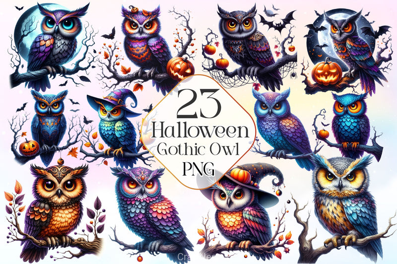 Halloween Owl Gothic Owl Clipart Bundle - CraftNest - Digital Crafting and Art