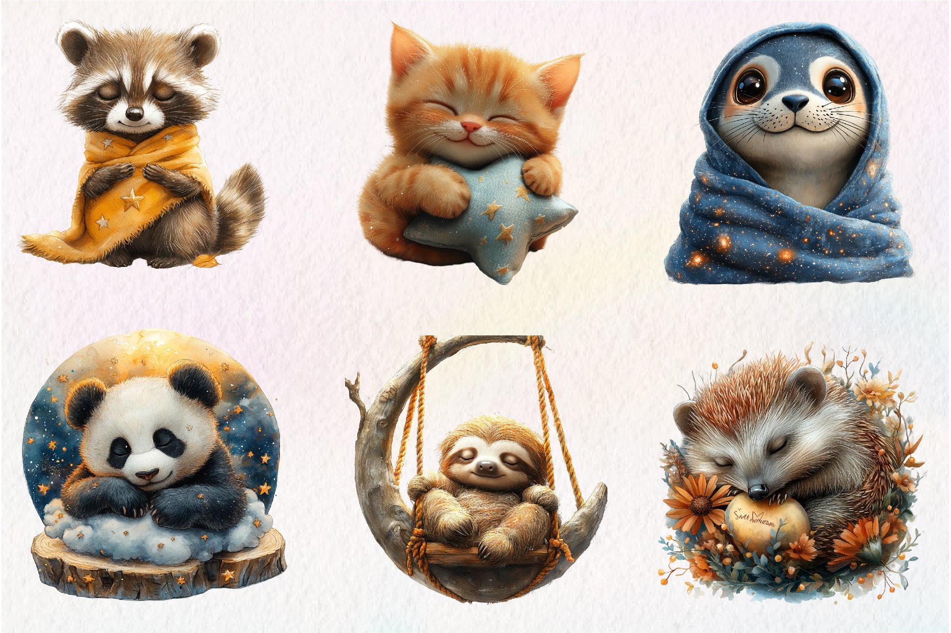 Sweet Dreams Sign Sleepy Animals Clipart Bundle - CraftNest - Digital Crafting and Art