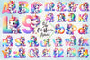 Cute Unicorn Alphabet Clipart Bundle