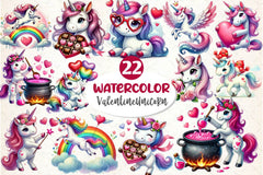 Cute Valentines Day Unicorn Clipart Bundle 3 - CraftNest - Digital Crafting and Art