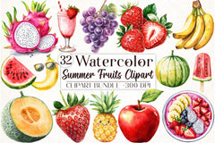 Summer Fruits Clipart Bundle - CraftNest - Digital Crafting and Art