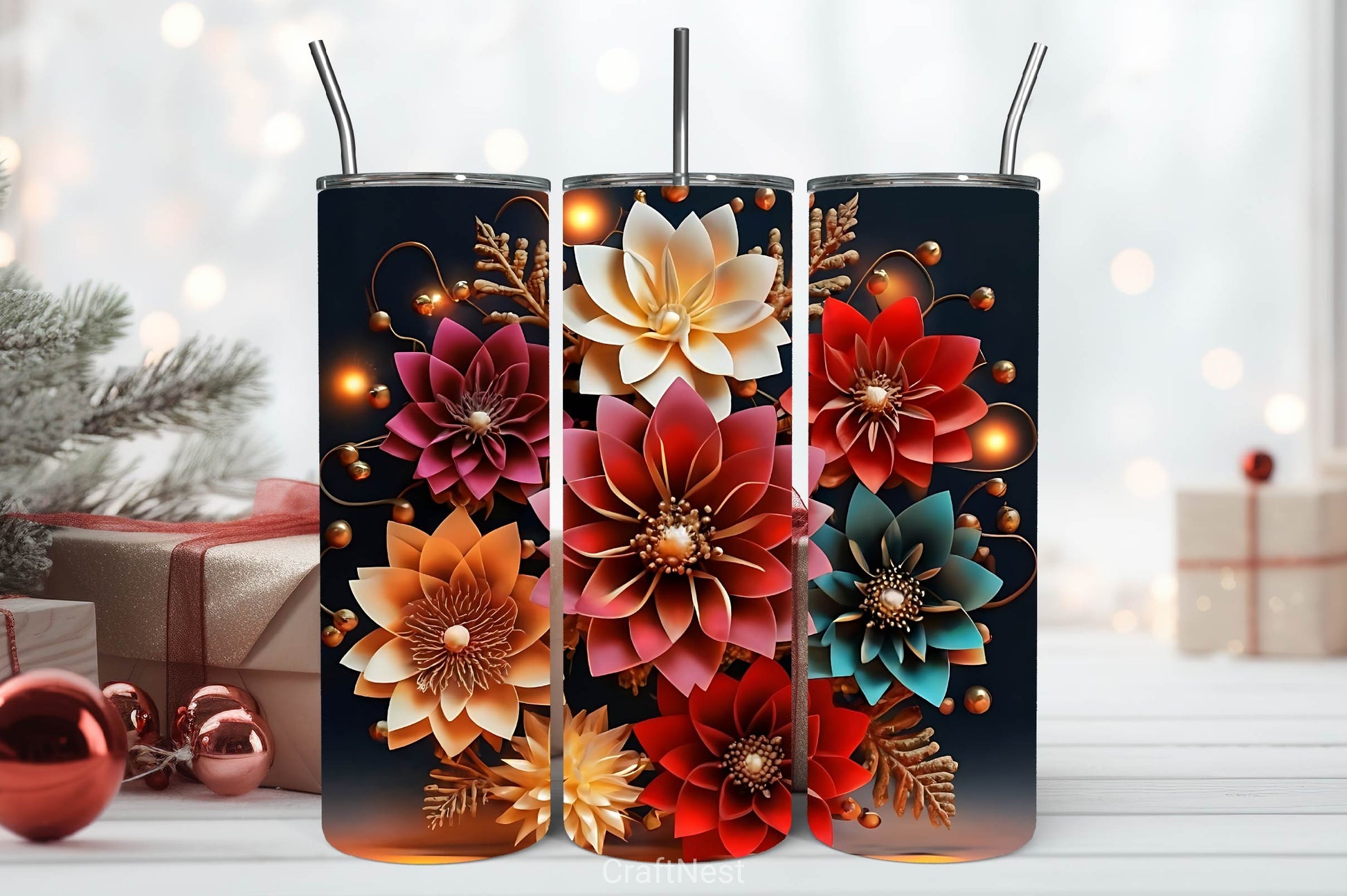 Flower Tumbler Wrap Bundle 36 - CraftNest - Digital Crafting and Art