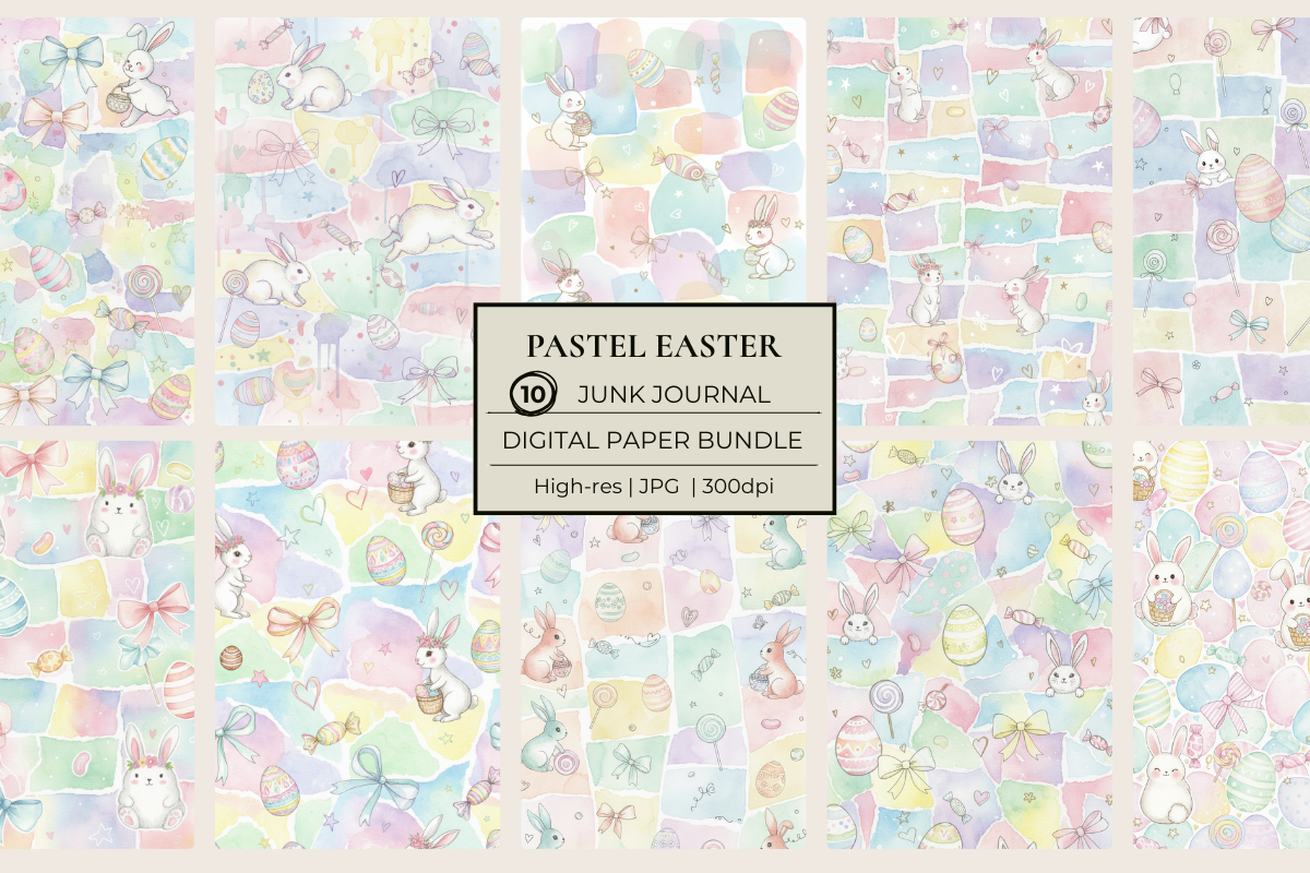 Pastel Easter Junk Journal Papers