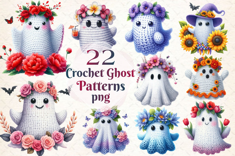 Crochet Ghost Patterns Clipart Bundle 2 - CraftNest - Digital Crafting and Art