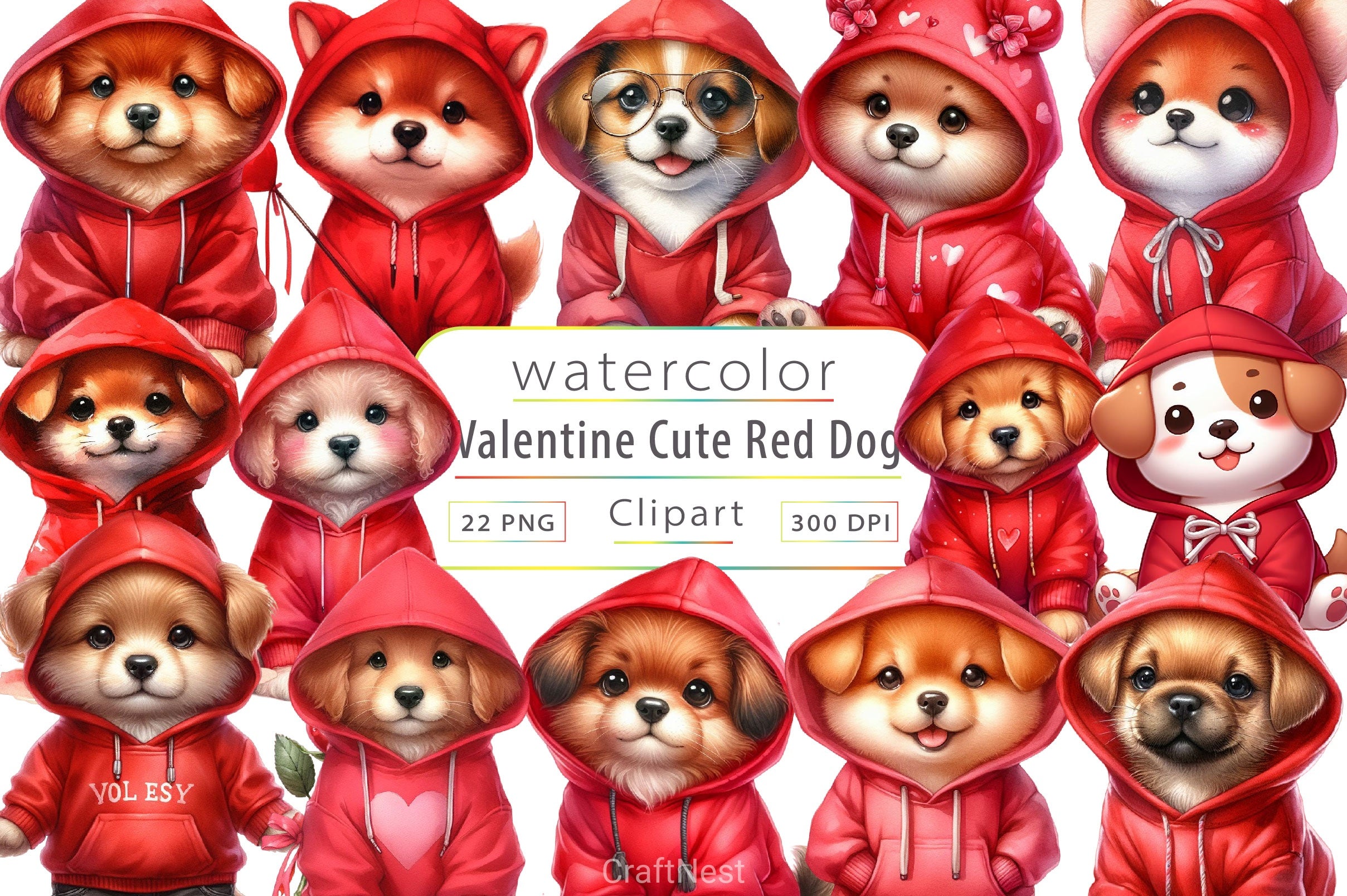 Red Dog Hoodie Clipart Bundle - CraftNest - Digital Crafting and Art