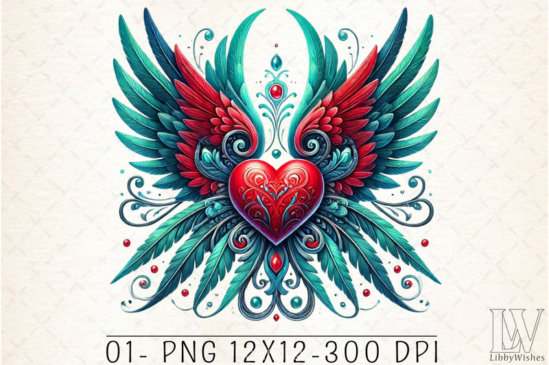Heart Angel Wings Clipart Bundle 5 - CraftNest - Digital Crafting and Art