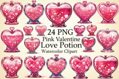 Pink Valentine Love Potion Clipart Bundle - CraftNest - Digital Crafting and Art