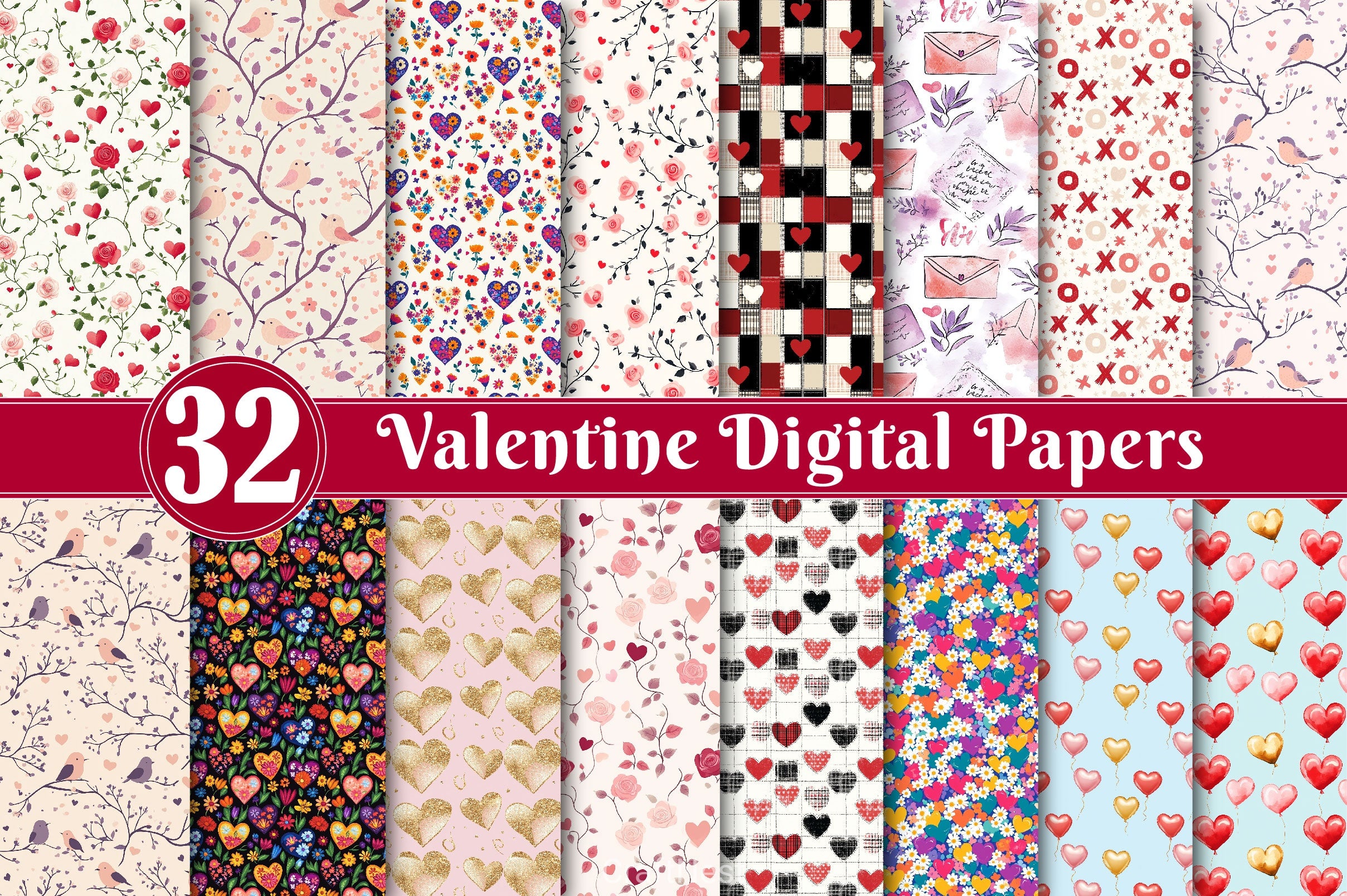 Valentine Digital Paper - CraftNest - Digital Crafting and Art