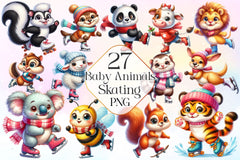 Baby Animals Skating Clipart Bundle 2 - CraftNest - Digital Crafting and Art