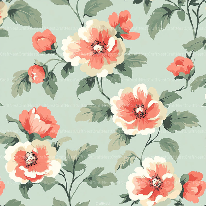 Shabby Chic Flowers Seamless Patterns Digital Paper - CraftNest - Digital Crafting and Art