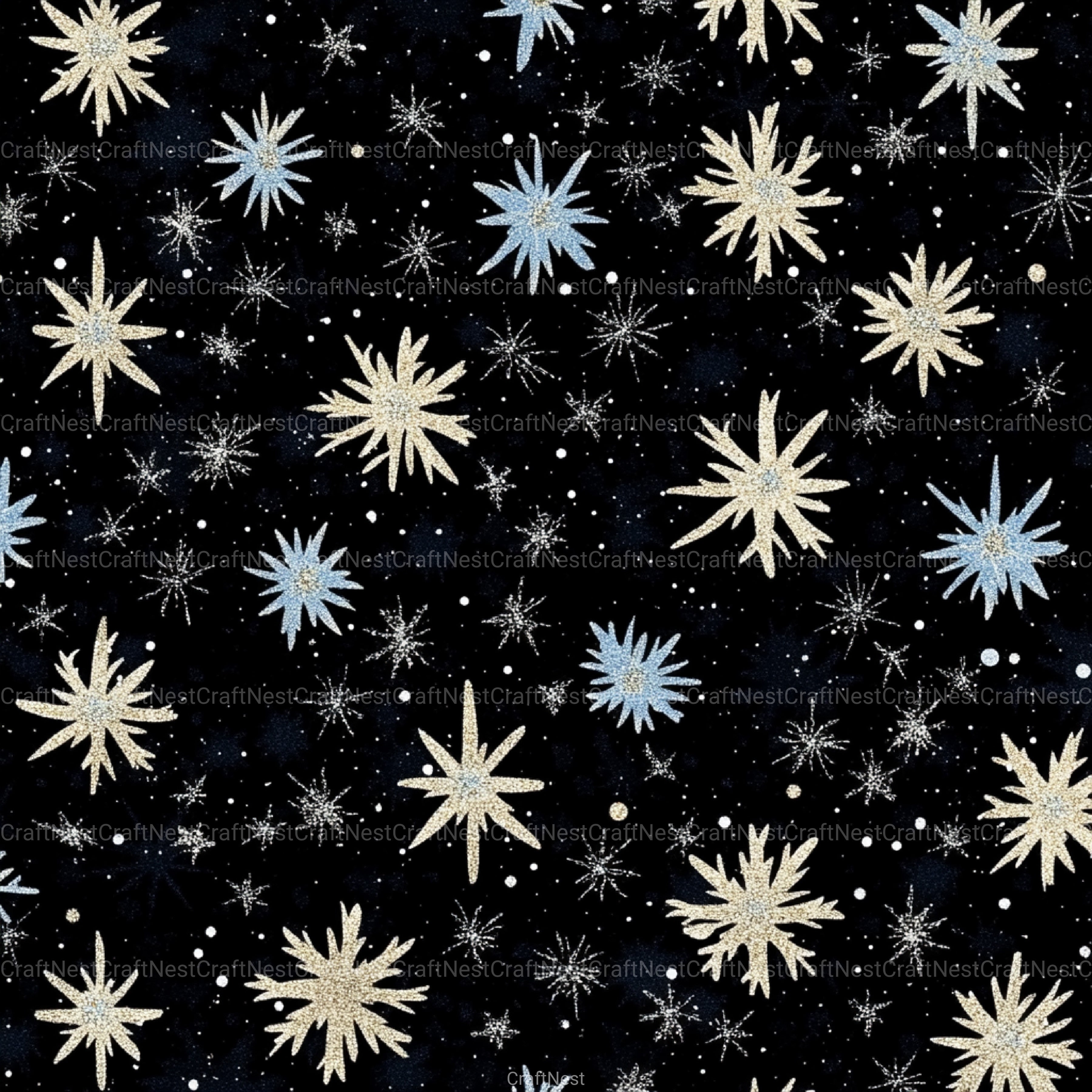 Stars & Snowflakes Winter Glitter Clipart Bundle - CraftNest - Digital Crafting and Art