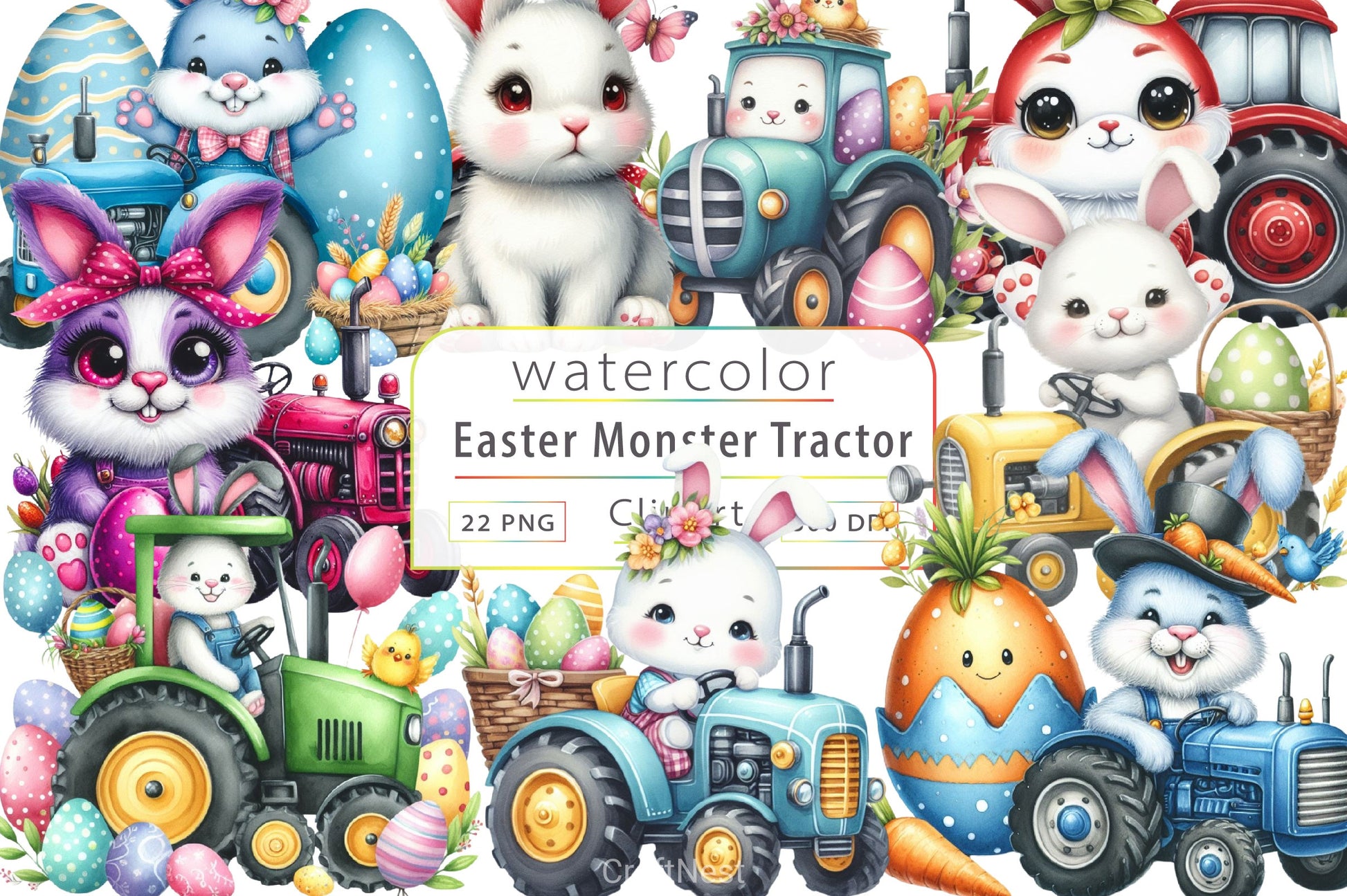 Easter Tractor Clipart Bundle 2 - CraftNest - Digital Crafting and Art