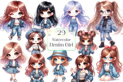 Denim Girl Clipart Bundle - CraftNest - Digital Crafting and Art