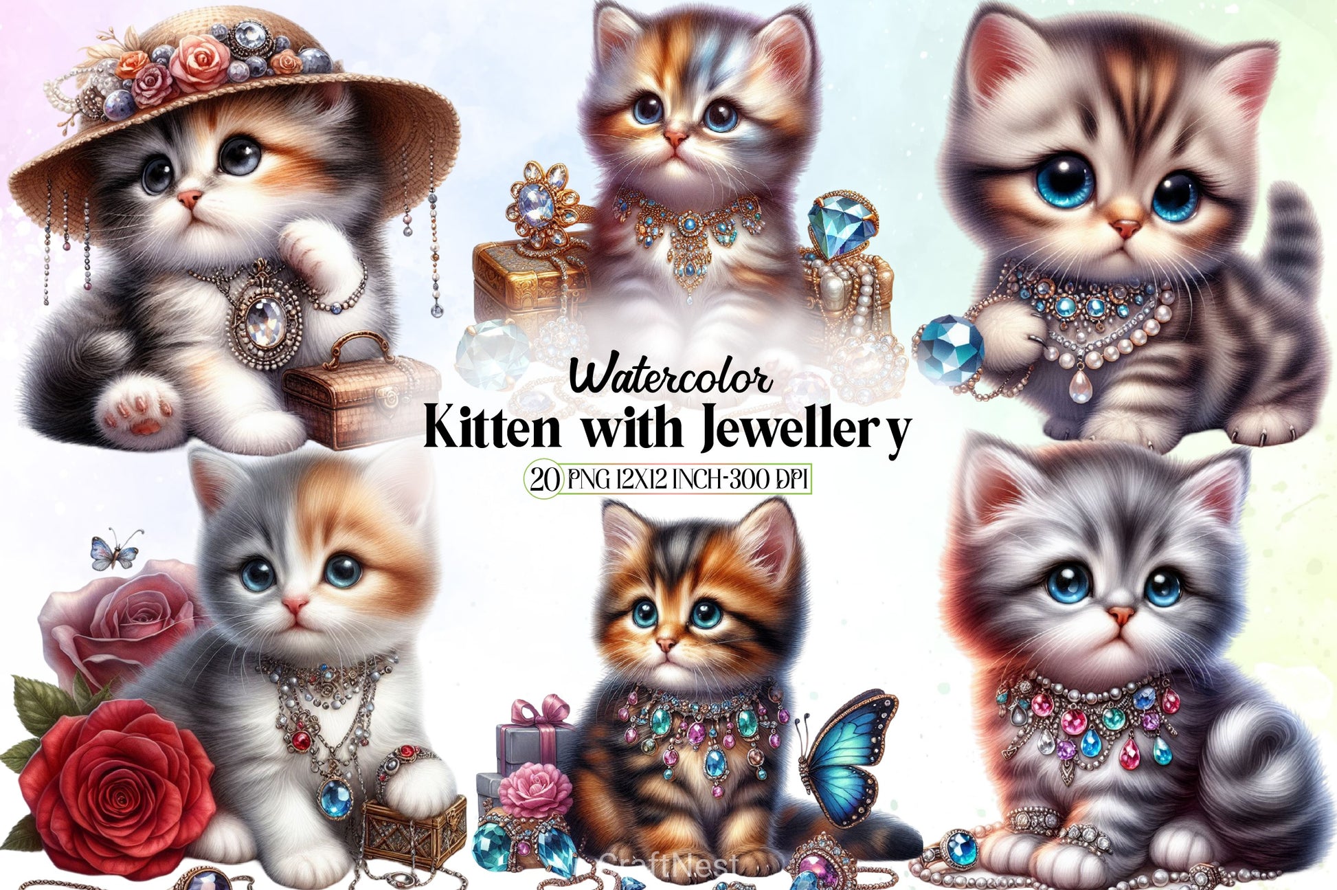 Kitten Jewelry Clipart Bundle - CraftNest - Digital Crafting and Art